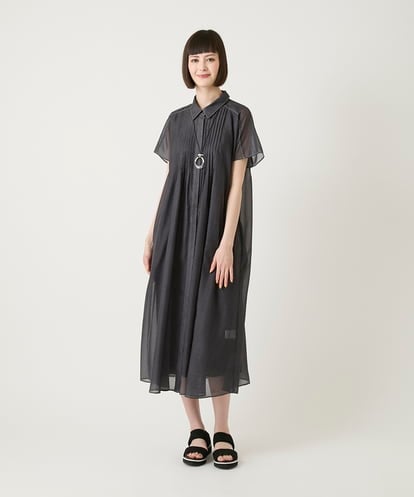 R6EGE31340 HIROKO BIS(小さいサイズ) 【小さいサイズ】サテンデニムピンタックデザインワンピース