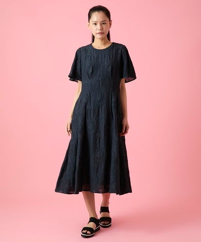 R6EHE11430 HIROKO BIS(小さいサイズ) 【小さいサイズ】フラワージャカードAラインワンピース