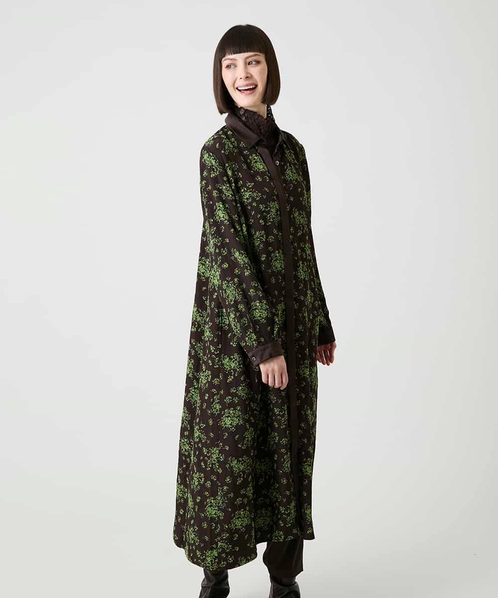 R6ELE30490 HIROKO BIS(小さいサイズ)(メゾン ドゥ サンク) 【小さいサイズ】小付きフラワー柄シャツワンピース ブラック
