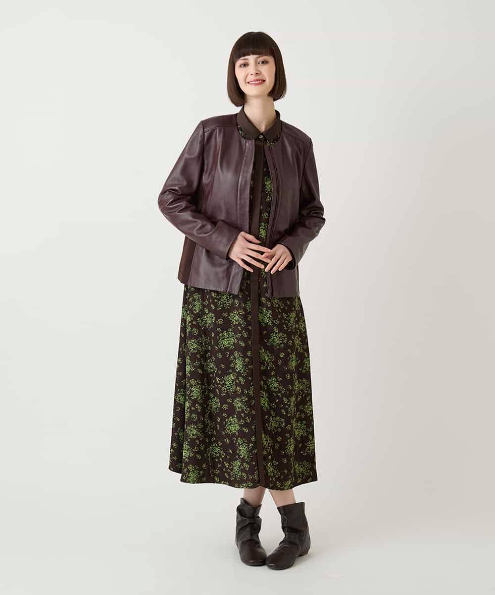 R6ELE30490 HIROKO BIS(小さいサイズ)(メゾン ドゥ サンク) 【小さいサイズ】小付きフラワー柄シャツワンピース ブラック