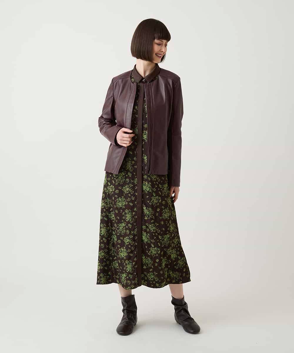 R6ELE30490 HIROKO BIS(小さいサイズ)(メゾン ドゥ サンク) 【小さいサイズ】小付きフラワー柄シャツワンピース ブラック