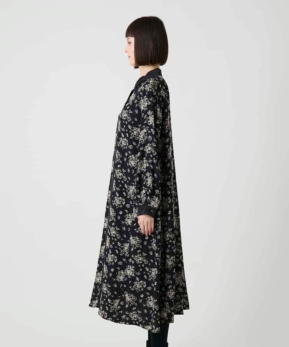 R6ELE30490 HIROKO BIS(小さいサイズ)(メゾン ドゥ サンク) 【小さいサイズ】小付きフラワー柄シャツワンピース ブラック