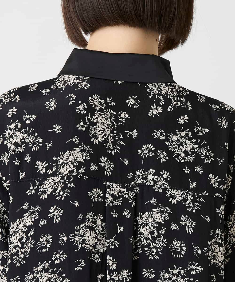 R6ELE30490 HIROKO BIS(小さいサイズ)(メゾン ドゥ サンク) 【小さいサイズ】小付きフラワー柄シャツワンピース ブラック