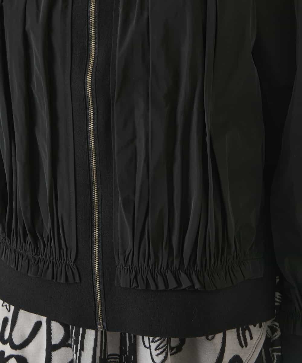 R6FAD30390 HIROKO BIS(小さいサイズ)(メゾン ドゥ サンク) 【小さいサイズ】異素材ジョイントニットブルゾン ブラック