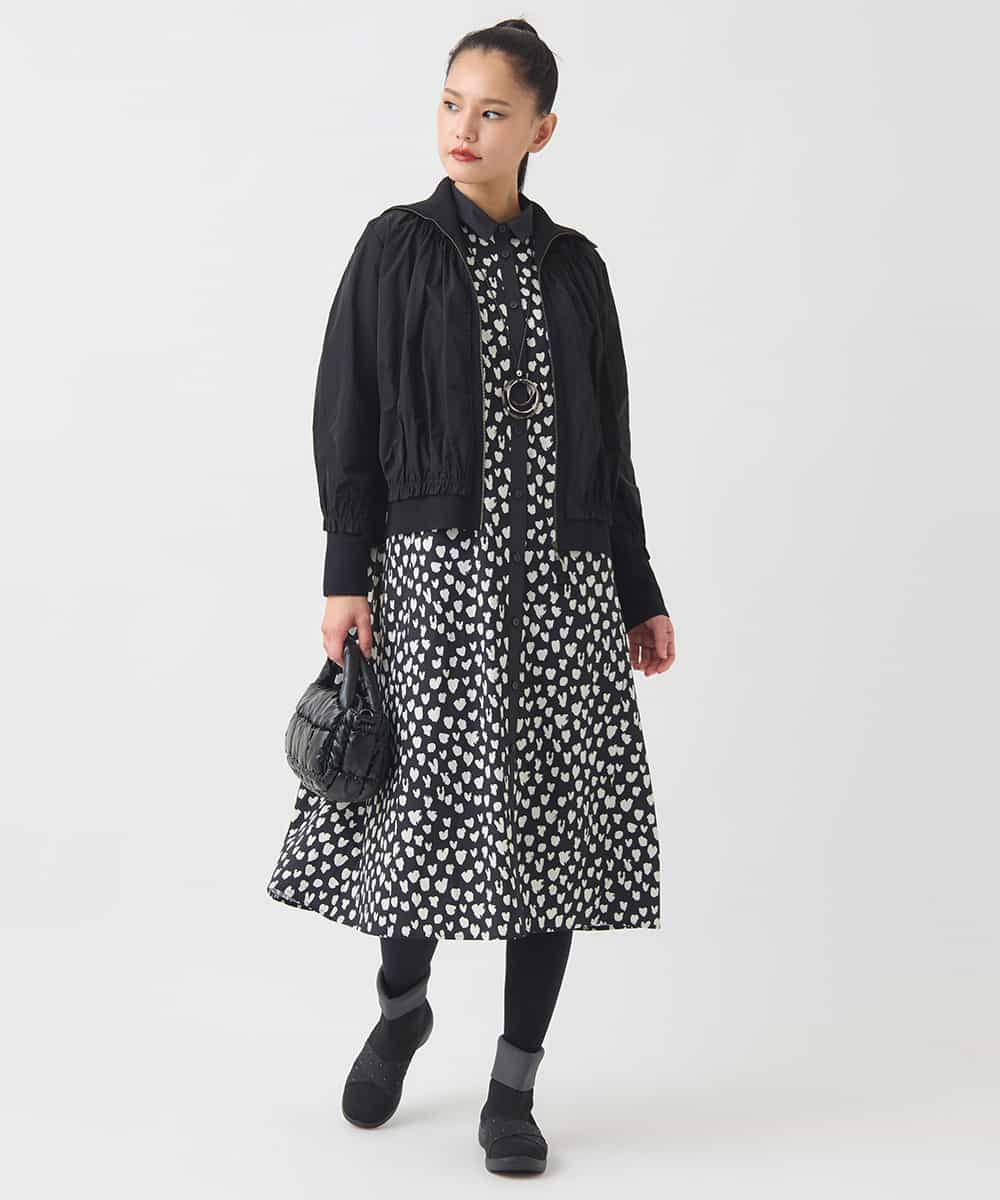 R6FAD30390 HIROKO BIS(小さいサイズ)(メゾン ドゥ サンク) 【小さいサイズ】異素材ジョイントニットブルゾン ブラック