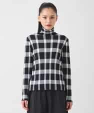 R6FAD33270 HIROKO BIS(小さいサイズ)(メゾン ドゥ サンク) 【小さいサイズ】チェック柄インターシャニットプルオーバー ブラック