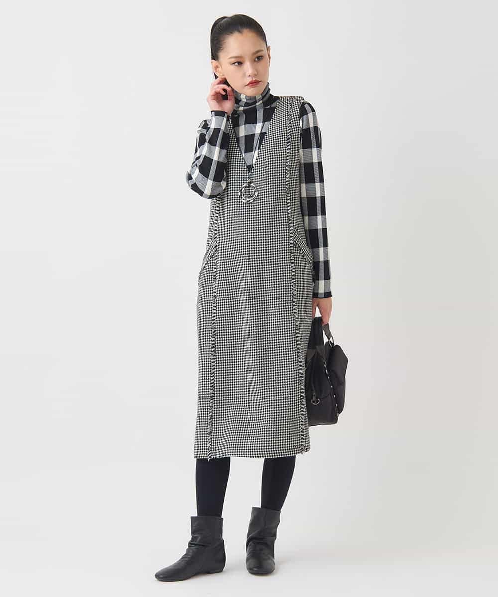R6FAD33270 HIROKO BIS(小さいサイズ)(メゾン ドゥ サンク) 【小さいサイズ】チェック柄インターシャニットプルオーバー ブラック