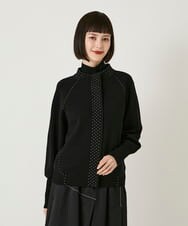 R6FAE45360 HIROKO BIS(小さいサイズ)(メゾン ドゥ サンク) 【小さいサイズ】スタッズアクセントニットカーディガン ブラック