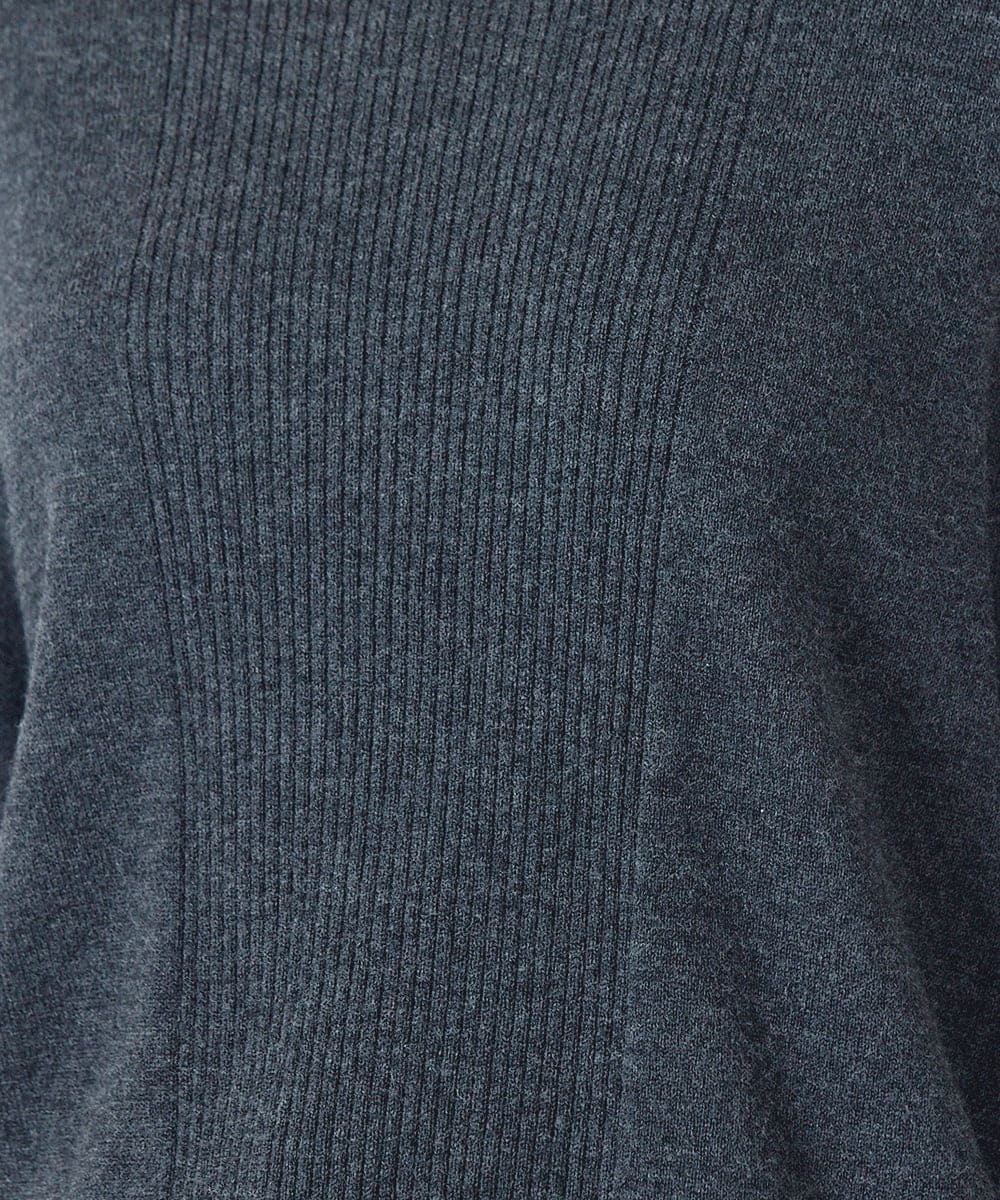 R6FAH52260 HIROKO BIS(小さいサイズ)(メゾン ドゥ サンク) 配色ステッチウールニットプルオーバー グレ－×レッド
