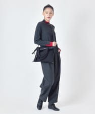 R6FAH52260 HIROKO BIS(小さいサイズ)(メゾン ドゥ サンク) 配色ステッチウールニットプルオーバー グレ－×レッド