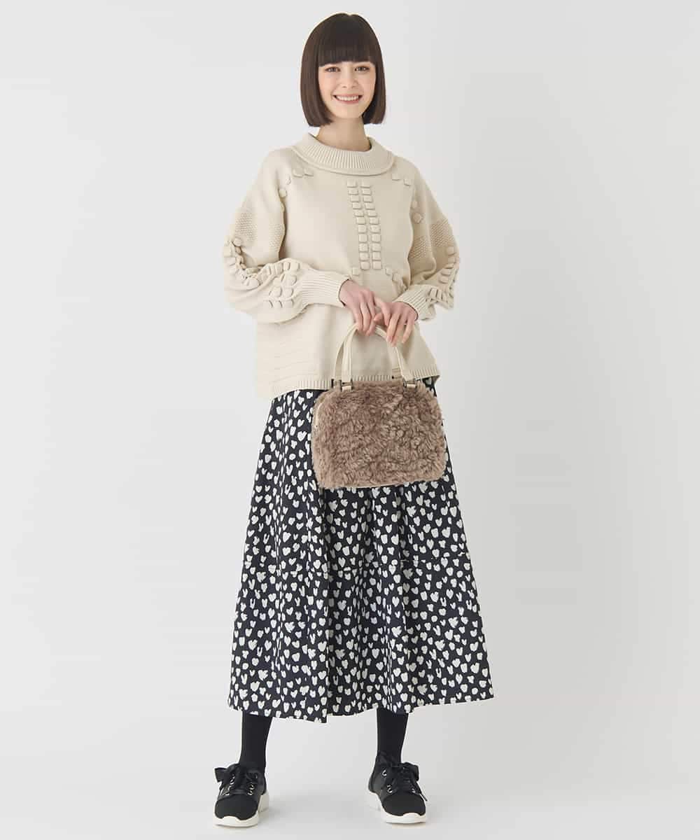 R6FCE86330 HIROKO BIS(小さいサイズ)(メゾン ドゥ サンク) 【小さいサイズ】バルキーニットデザインプルオーバー ピンク