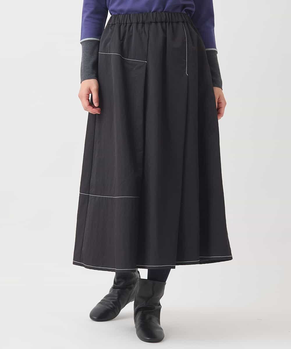 R6HAD28260 HIROKO BIS(小さいサイズ)(メゾン ドゥ サンク) 【小さいサイズ】ステッチデザインフレアスカート /洗える ブラック