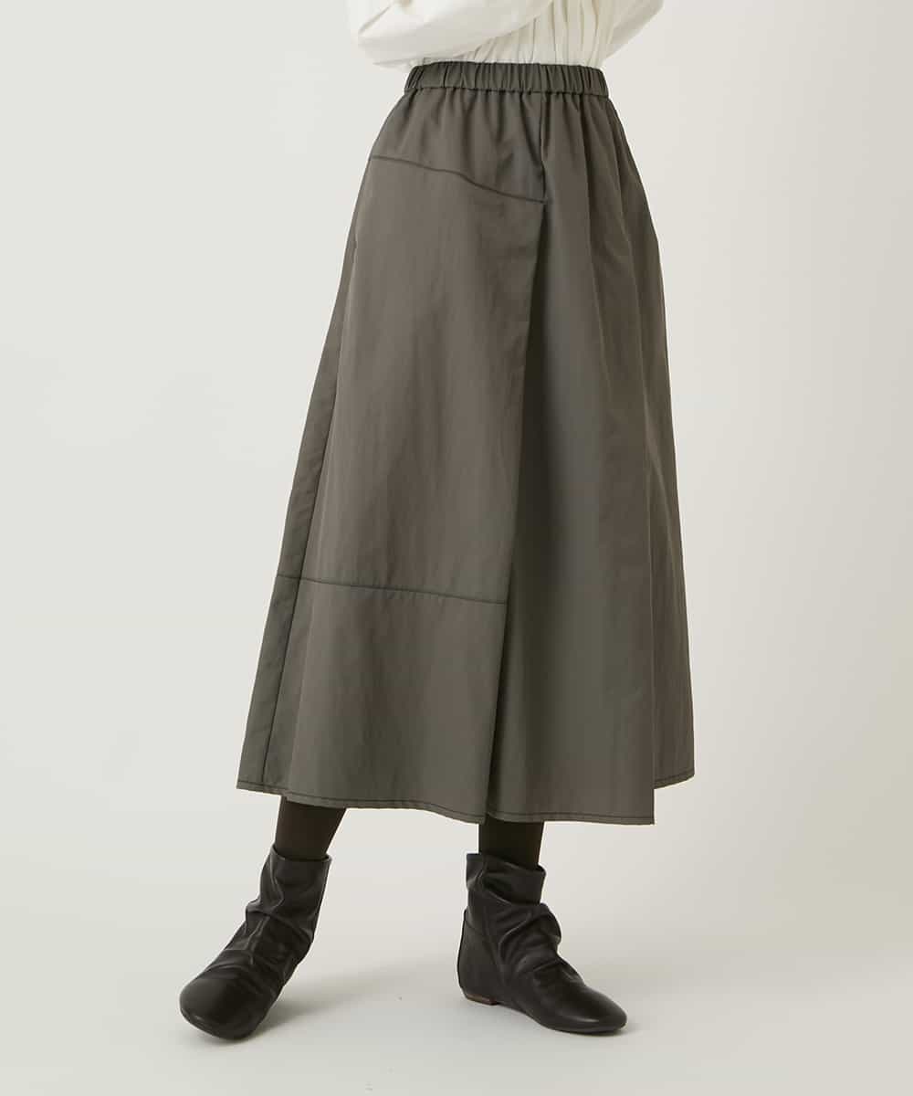 R6HAD28260 HIROKO BIS(小さいサイズ)(メゾン ドゥ サンク) 【小さいサイズ】ステッチデザインフレアスカート /洗える ブラック