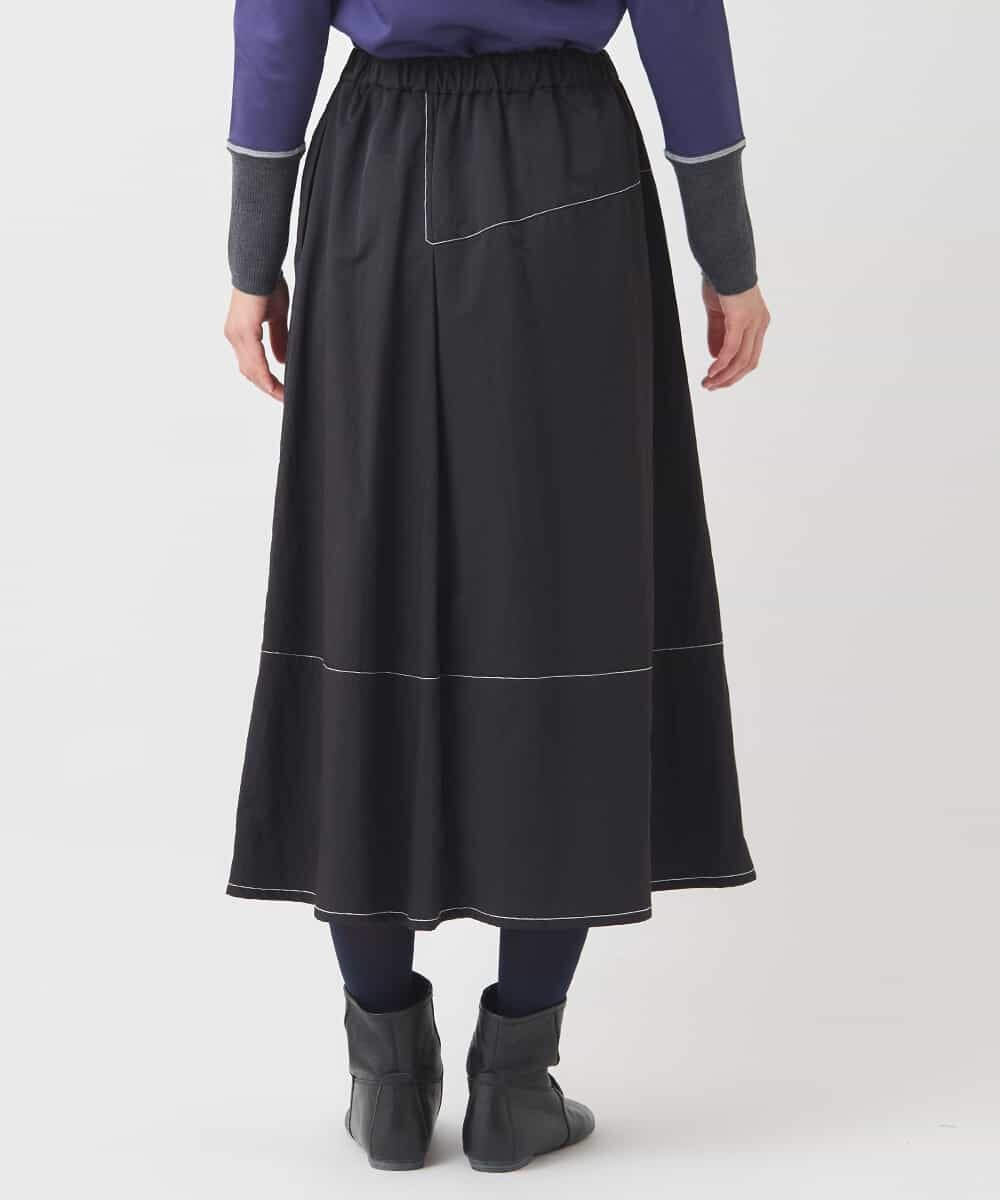 R6HAD28260 HIROKO BIS(小さいサイズ)(メゾン ドゥ サンク) 【小さいサイズ】ステッチデザインフレアスカート /洗える ブラック