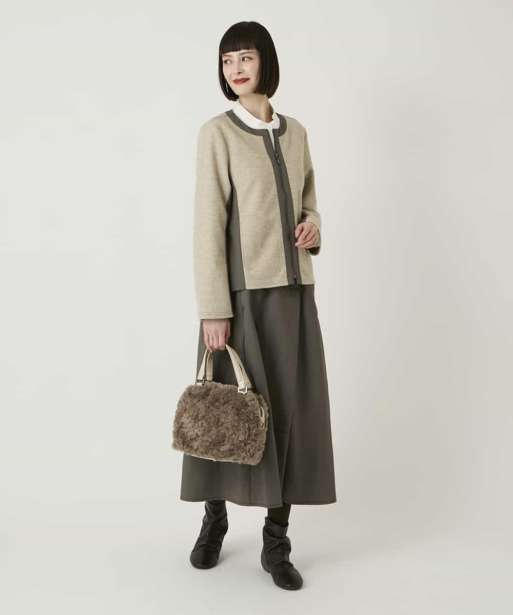 R6HAD28260 HIROKO BIS(小さいサイズ)(メゾン ドゥ サンク) 【小さいサイズ】ステッチデザインフレアスカート /洗える ブラック