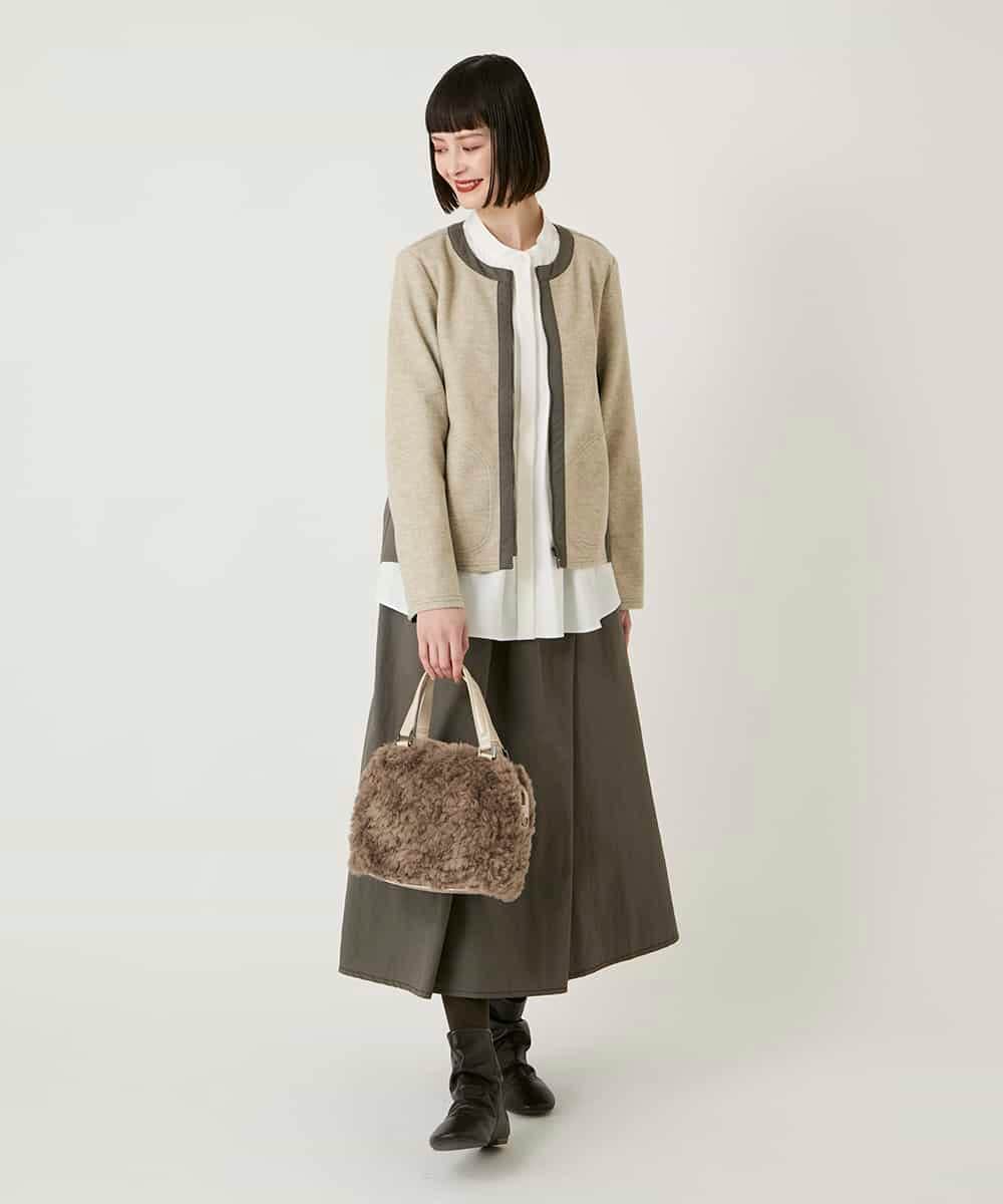 R6HAD28260 HIROKO BIS(小さいサイズ)(メゾン ドゥ サンク) 【小さいサイズ】ステッチデザインフレアスカート /洗える ブラック