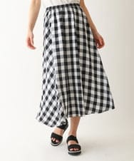 R6HFB36290 HIROKO BIS(小さいサイズ)(メゾン ドゥ サンク) アシンメトリーヘムギンガムスカート ブラック系
