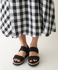 R6HFB36290 HIROKO BIS(小さいサイズ)(メゾン ドゥ サンク) アシンメトリーヘムギンガムスカート ブラック系