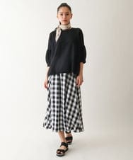 R6HFB36290 HIROKO BIS(小さいサイズ)(メゾン ドゥ サンク) アシンメトリーヘムギンガムスカート ブラック系
