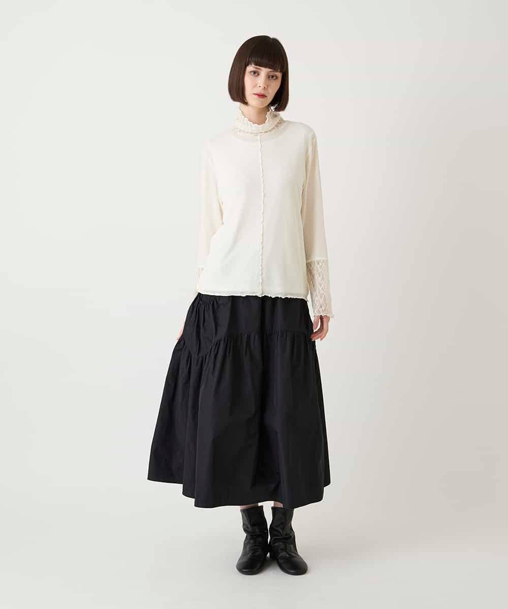 R6HLE02270 HIROKO BIS(小さいサイズ)(メゾン ドゥ サンク) 【小さいサイズ】ライトタフタティアードスカート ベージュ