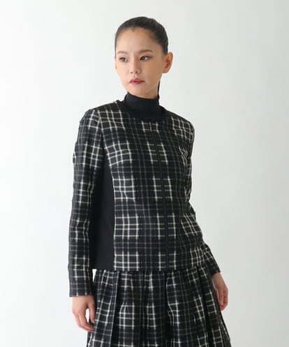R6JAE50430 HIROKO BIS(小さいサイズ) 【小さいサイズ】チェックジャカードジップアップジャケット