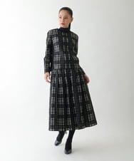 R6JAE50430 HIROKO BIS(小さいサイズ)(メゾン ドゥ サンク) 【小さいサイズ】チェックジャカードジップアップジャケット ブラック