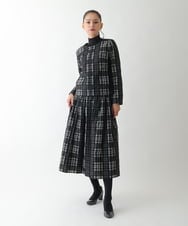 R6JAE50430 HIROKO BIS(小さいサイズ)(メゾン ドゥ サンク) 【小さいサイズ】チェックジャカードジップアップジャケット ブラック