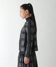 R6JAE50430 HIROKO BIS(小さいサイズ)(メゾン ドゥ サンク) 【小さいサイズ】チェックジャカードジップアップジャケット ブラック