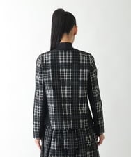 R6JAE50430 HIROKO BIS(小さいサイズ)(メゾン ドゥ サンク) 【小さいサイズ】チェックジャカードジップアップジャケット ブラック