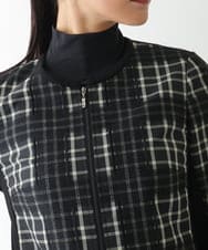 R6JAE50430 HIROKO BIS(小さいサイズ)(メゾン ドゥ サンク) 【小さいサイズ】チェックジャカードジップアップジャケット ブラック