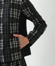 R6JAE50430 HIROKO BIS(小さいサイズ)(メゾン ドゥ サンク) 【小さいサイズ】チェックジャカードジップアップジャケット ブラック