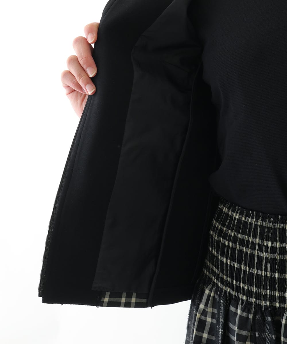 R6JAE50430 HIROKO BIS(小さいサイズ)(メゾン ドゥ サンク) 【小さいサイズ】チェックジャカードジップアップジャケット ブラック