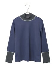 R6KAD10190 HIROKO BIS(小さいサイズ)(メゾン ドゥ サンク) 【小さいサイズ】配色アクセントハイネックインナープルオーバー グリーン