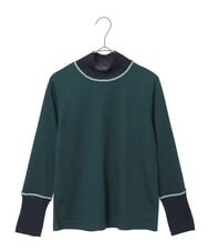 R6KAD10190 HIROKO BIS(小さいサイズ)(メゾン ドゥ サンク) 【小さいサイズ】配色アクセントハイネックインナープルオーバー グリーン
