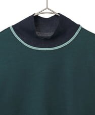 R6KAD10190 HIROKO BIS(小さいサイズ)(メゾン ドゥ サンク) 【小さいサイズ】配色アクセントハイネックインナープルオーバー グリーン