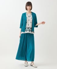 R6KGA01290 HIROKO BIS(小さいサイズ)(メゾン ドゥ サンク) 【小さいサイズ/接触冷感/セットアップ対応】ランダムプリーツショートカーディガン グリーン