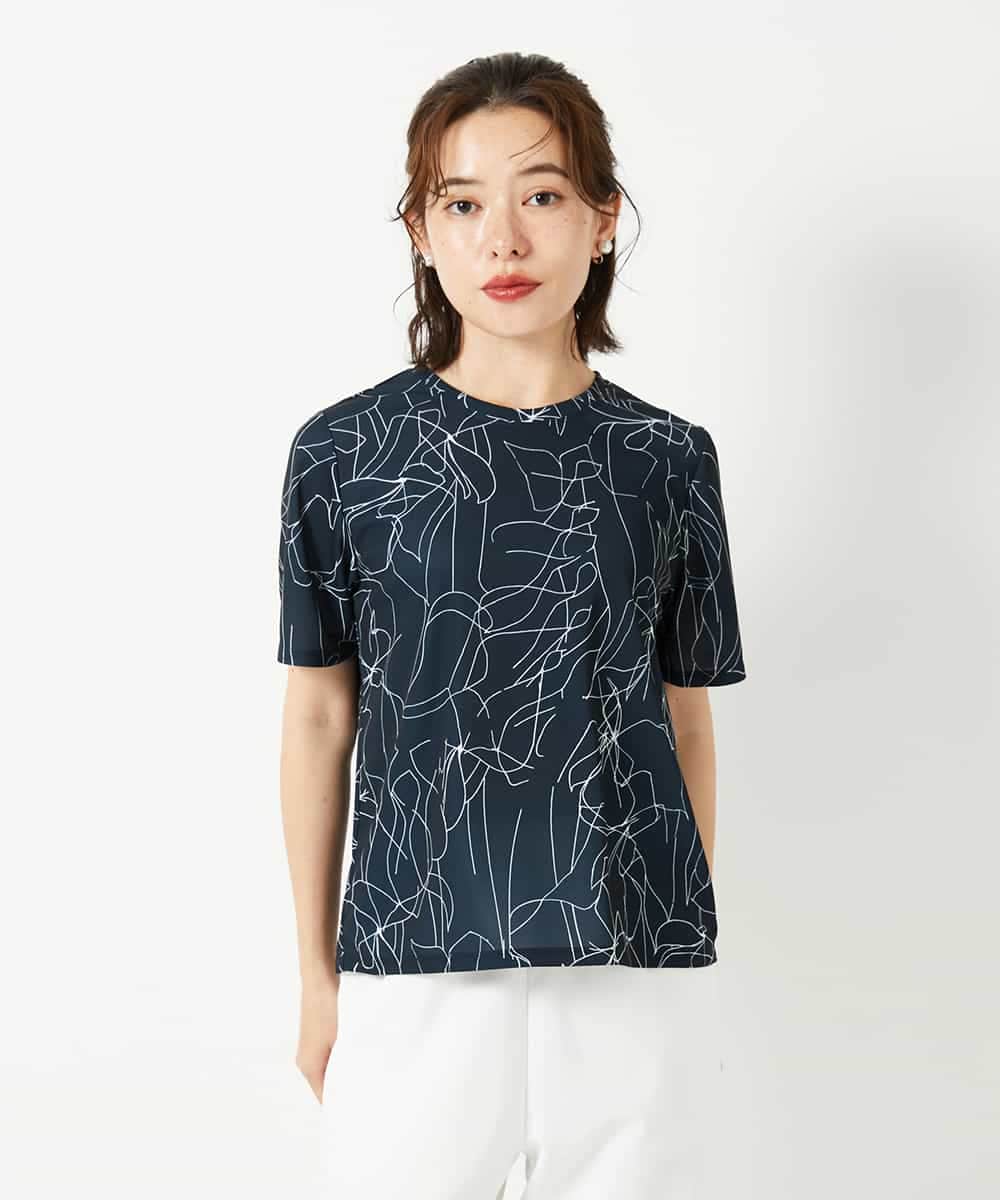 R6KGE47220 HIROKO BIS(小さいサイズ)(メゾン ドゥ サンク) 【小さいサイズ】アートフラワーフレアスリーブカットソー ホワイト