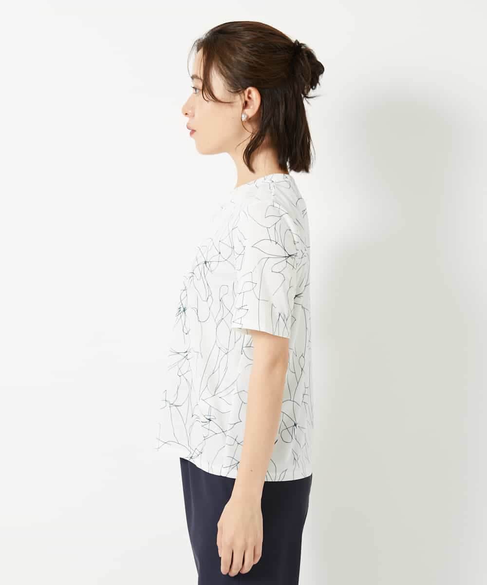 R6KGE47220 HIROKO BIS(小さいサイズ)(メゾン ドゥ サンク) 【小さいサイズ】アートフラワーフレアスリーブカットソー ホワイト