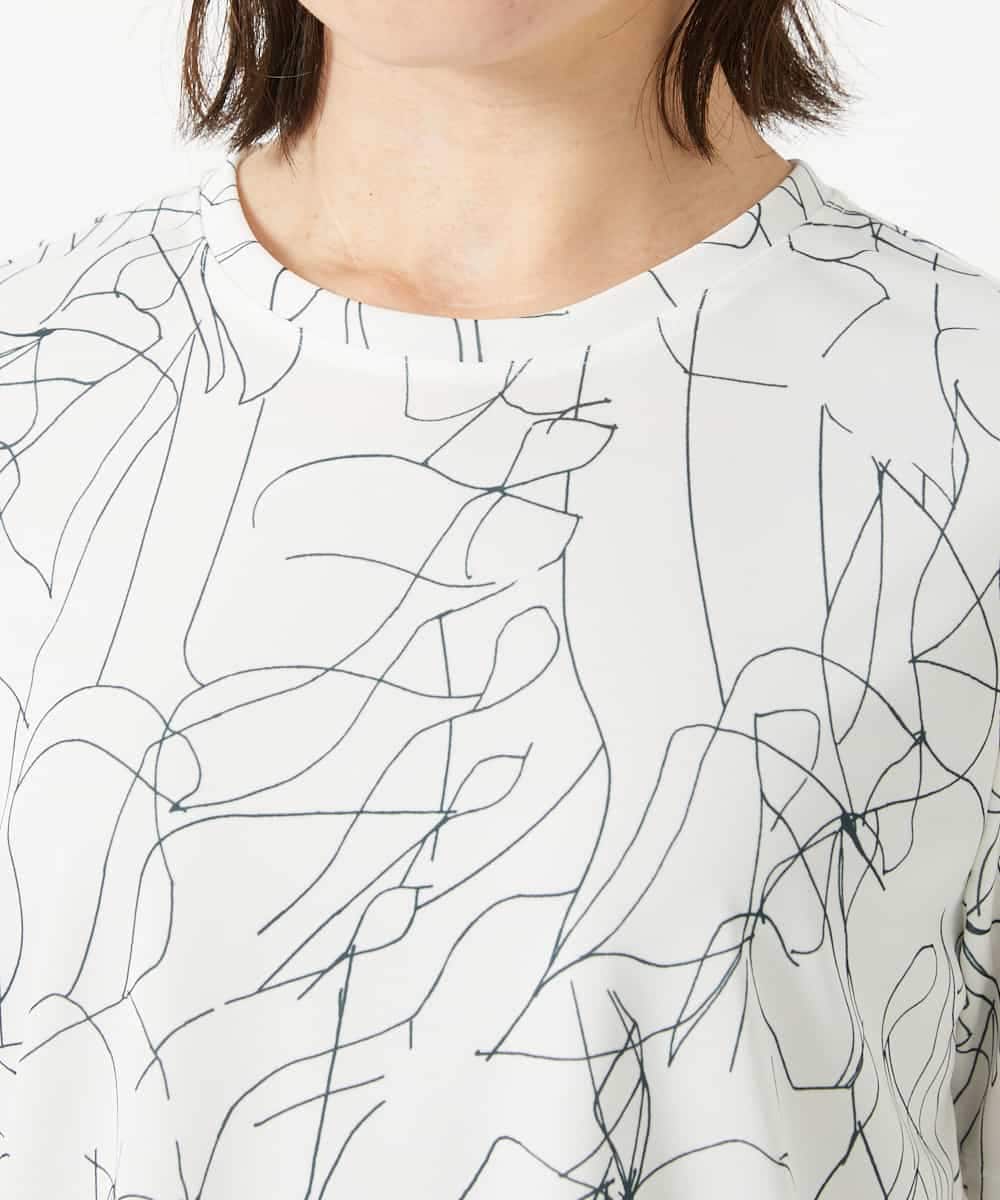 R6KGE47220 HIROKO BIS(小さいサイズ)(メゾン ドゥ サンク) 【小さいサイズ】アートフラワーフレアスリーブカットソー ホワイト
