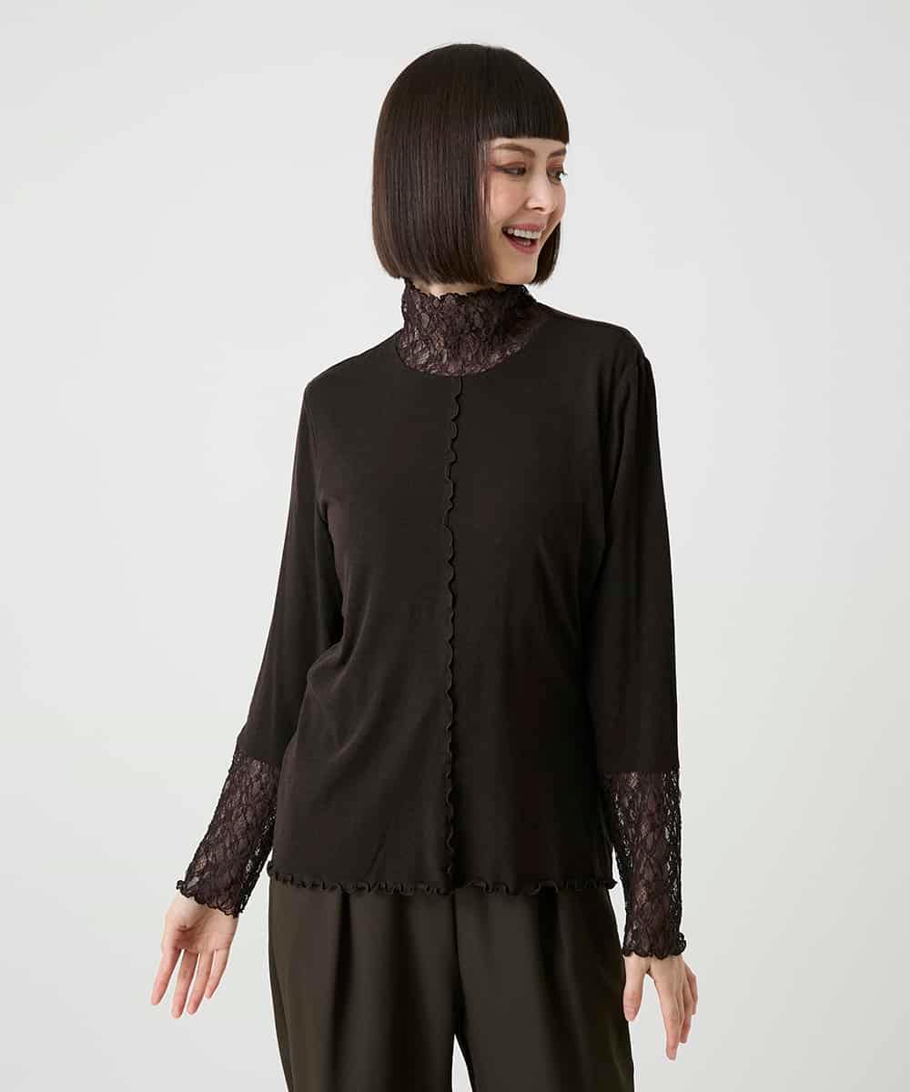 R6KLE25170 HIROKO BIS(小さいサイズ)(メゾン ドゥ サンク) 【小さいサイズ】レースジョイントストレッチプルオーバー アイボリー