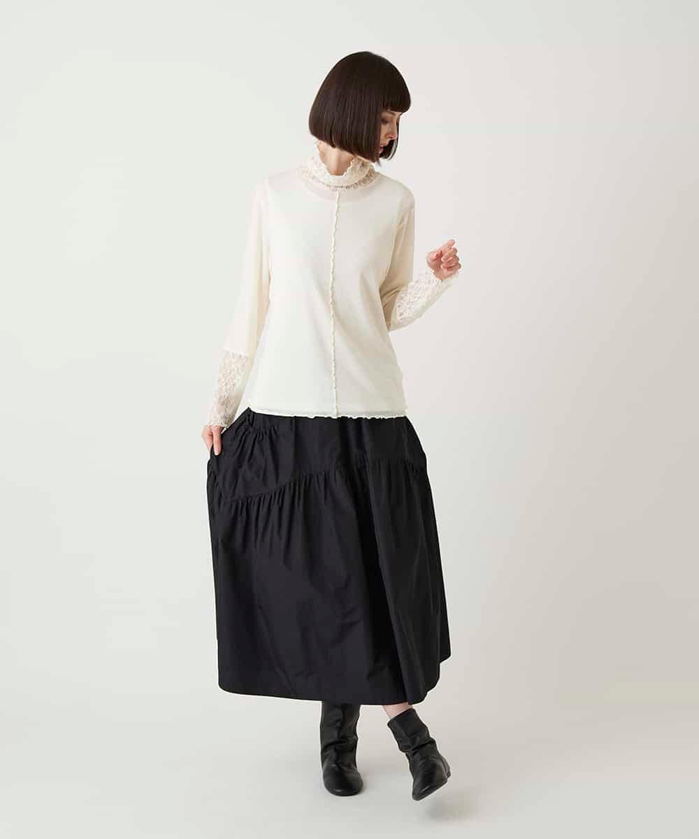 R6KLE25170 HIROKO BIS(小さいサイズ)(メゾン ドゥ サンク) 【小さいサイズ】レースジョイントストレッチプルオーバー アイボリー