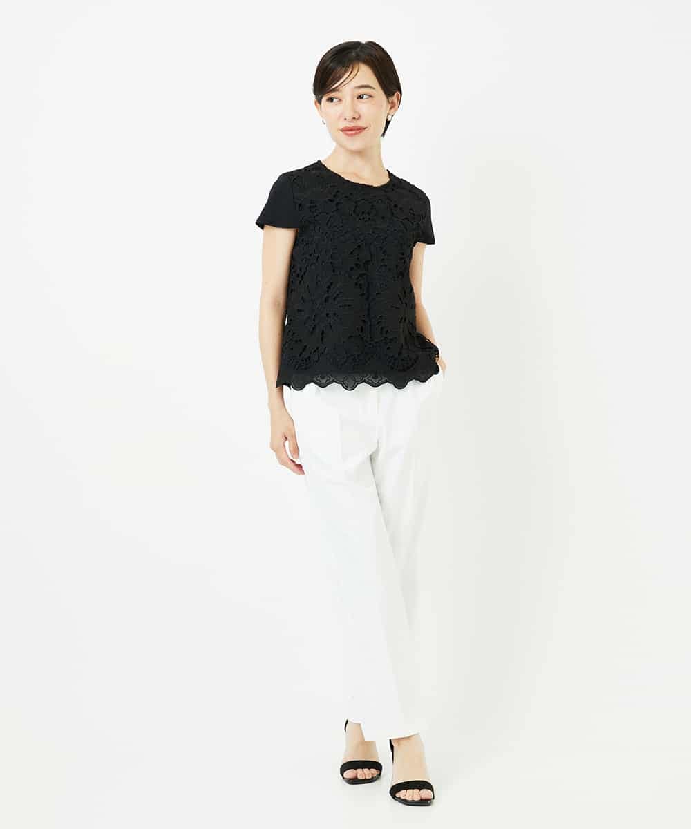R6LIB40260 HIROKO BIS(小さいサイズ)(メゾン ドゥ サンク) 【小さいサイズ/洗濯機で洗える】2WAYストレッチベルボトムパンツ ブラック