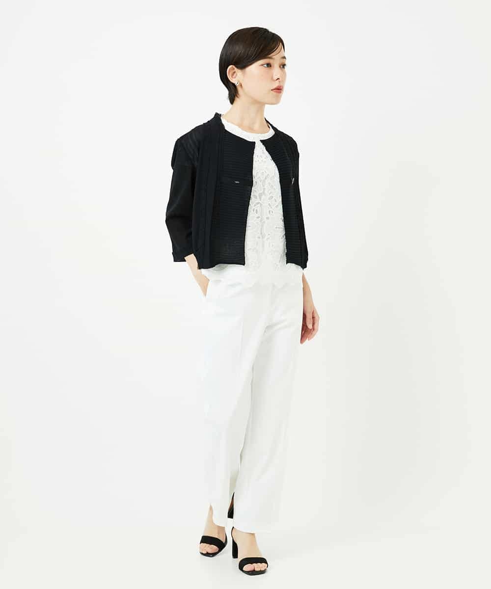 R6LIB40260 HIROKO BIS(小さいサイズ)(メゾン ドゥ サンク) 【小さいサイズ/洗濯機で洗える】2WAYストレッチベルボトムパンツ ブラック