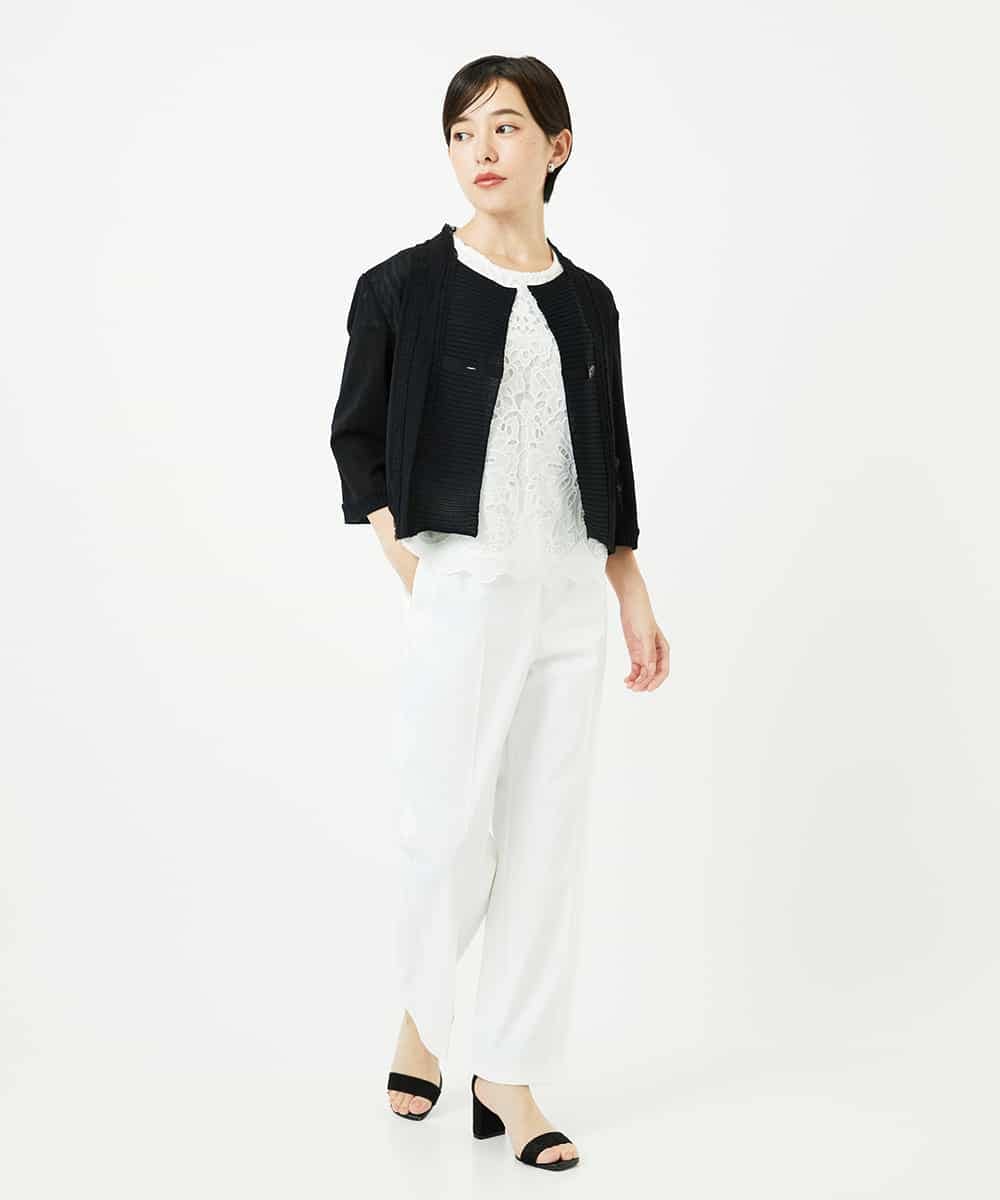 R6LIB40260 HIROKO BIS(小さいサイズ)(メゾン ドゥ サンク) 【小さいサイズ/洗濯機で洗える】2WAYストレッチベルボトムパンツ ブラック