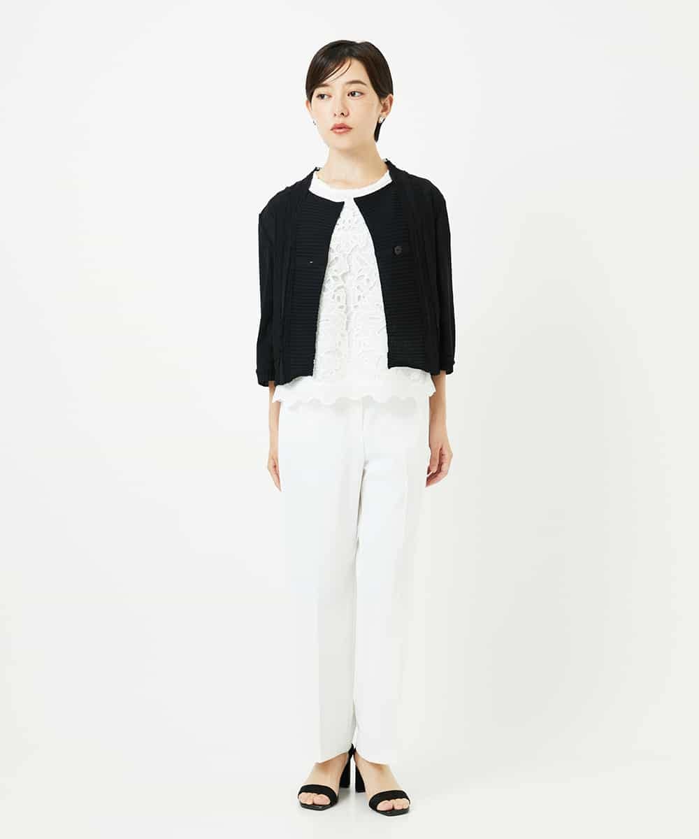 R6LIB40260 HIROKO BIS(小さいサイズ)(メゾン ドゥ サンク) 【小さいサイズ/洗濯機で洗える】2WAYストレッチベルボトムパンツ ブラック