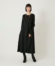 R6PAE42490 HIROKO BIS(小さいサイズ)(メゾン ドゥ サンク) 【小さいサイズ】ラインアクセント切り替えデザインポンチワンピース ブラック