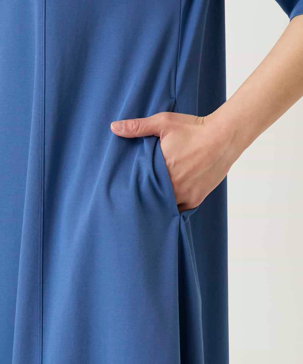 R6PFD37360 HIROKO BIS(小さいサイズ)(メゾン ドゥ サンク) 【小さいサイズ】切り替えフレアジャージーワンピース ブルー