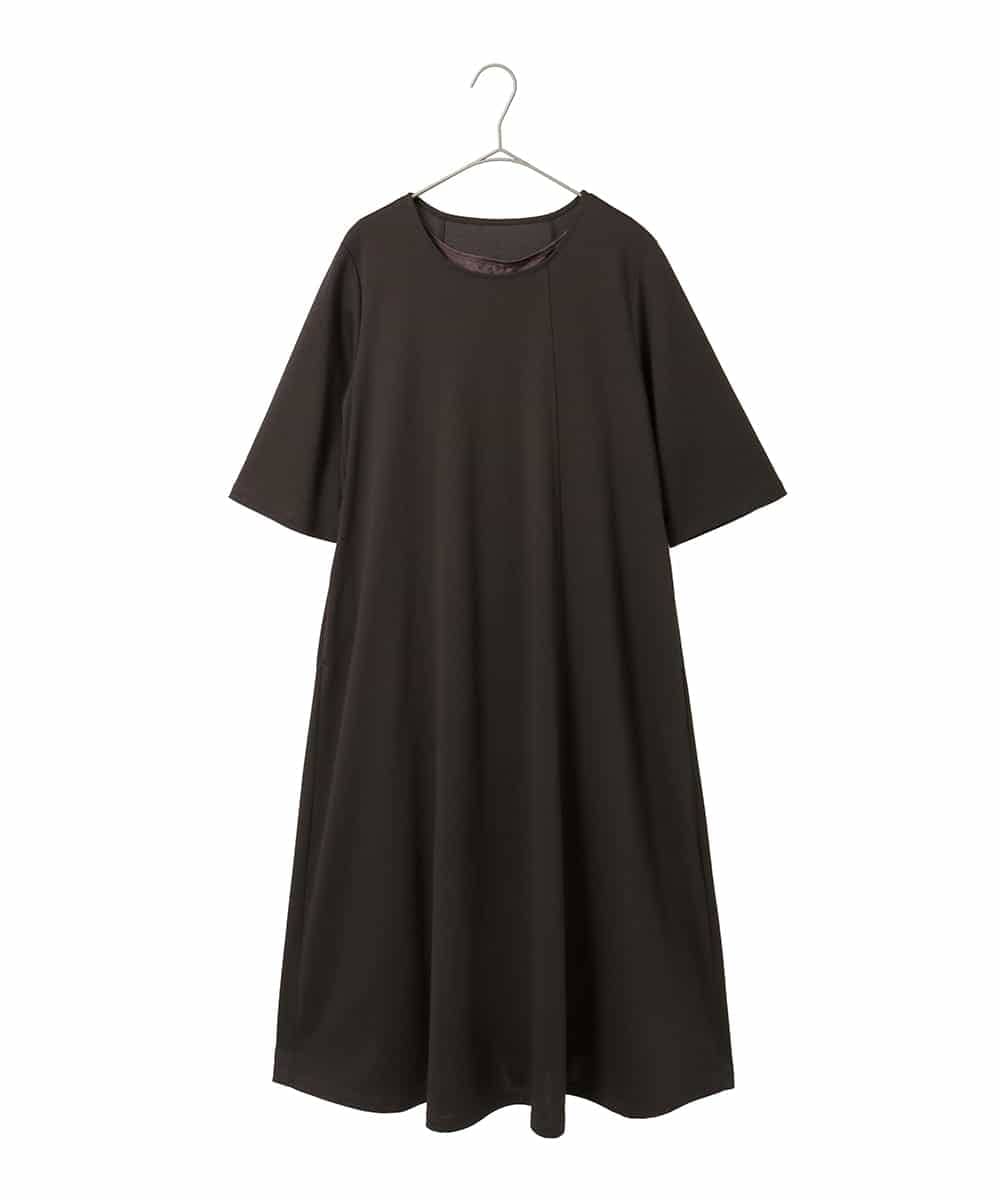 R6PFD37360 HIROKO BIS(小さいサイズ)(メゾン ドゥ サンク) 【小さいサイズ】切り替えフレアジャージーワンピース ブラウン