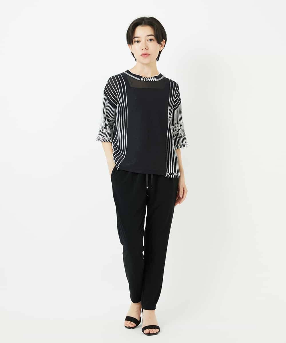 R6QHA81180 HIROKO BIS(小さいサイズ)(メゾン ドゥ サンク) 【小さいサイズ】ストレッチポンチテーパードパンツ ベージュ