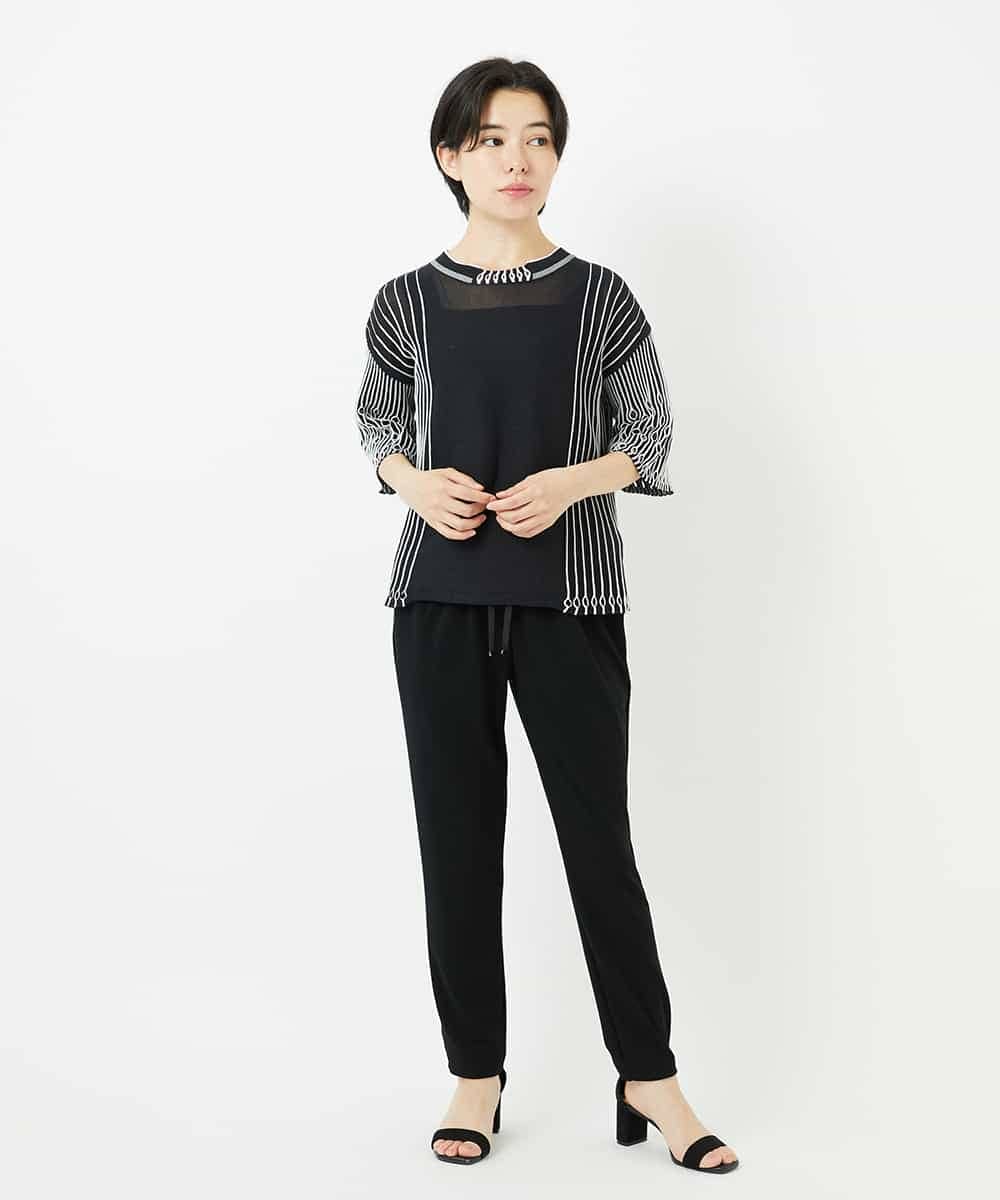 R6QHA81180 HIROKO BIS(小さいサイズ)(メゾン ドゥ サンク) 【小さいサイズ】ストレッチポンチテーパードパンツ ベージュ
